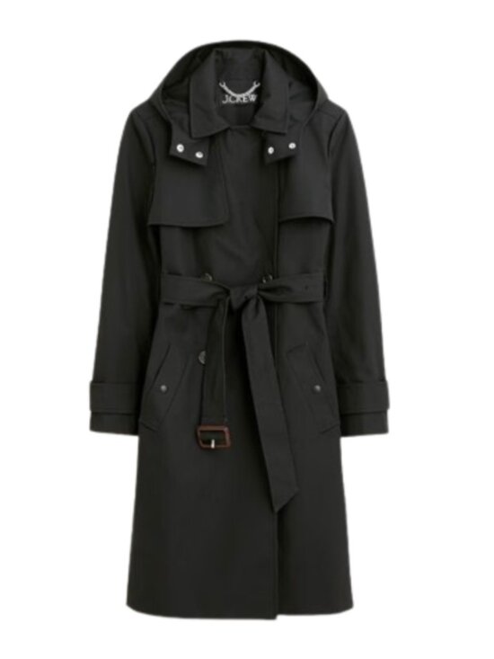 J. Crew Jackets & Blazers - NWT JCREW NEW Icon Trench Coat Womens 4 P Petite Black Hooded Belt Jacket BF458